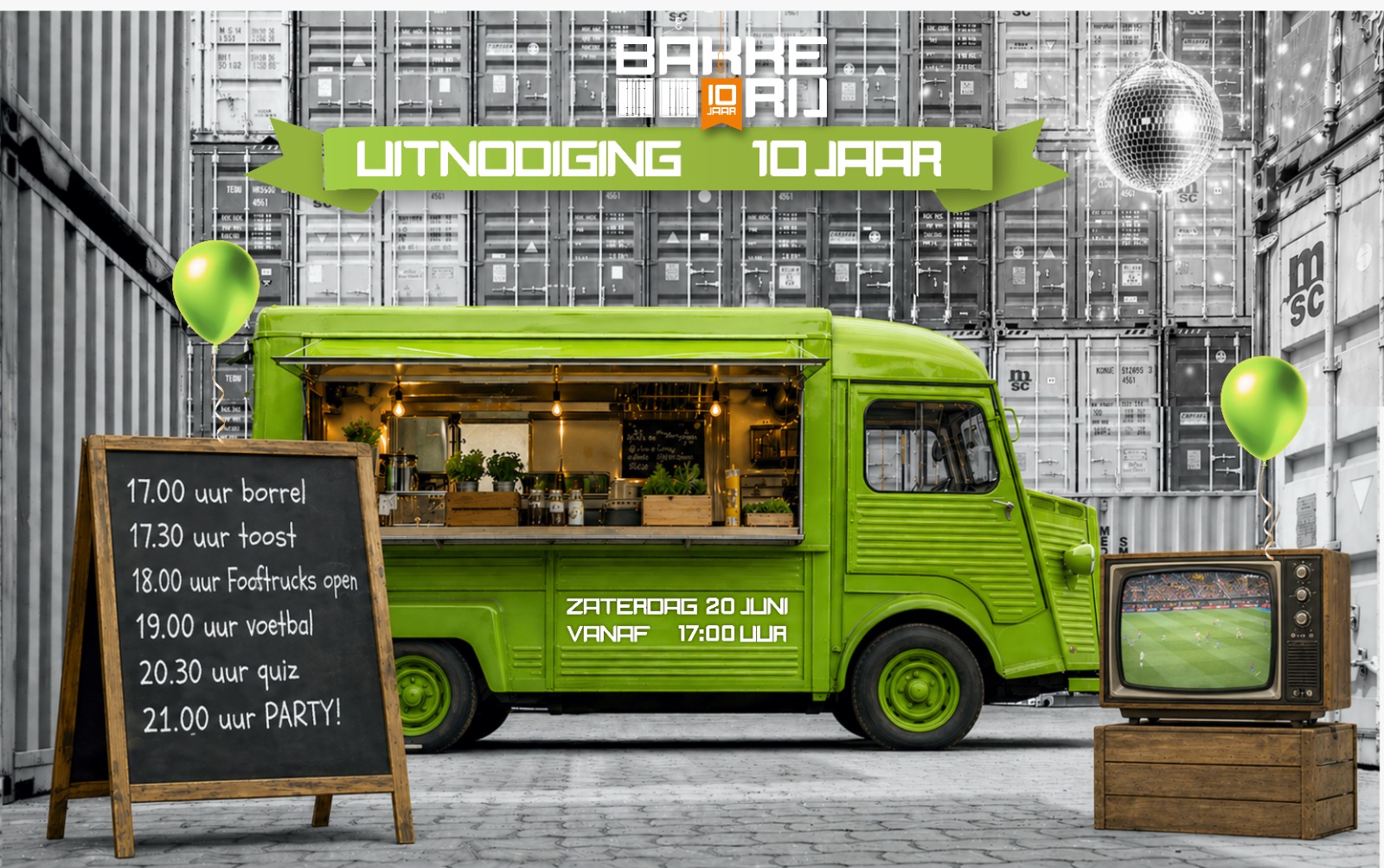 Uitnodiging Bakke-Rij 10 jaar jubileumfeest